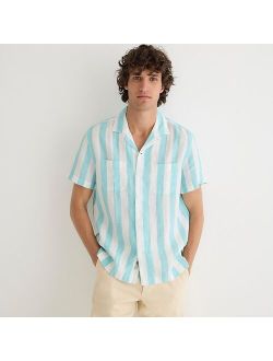 Short-sleeve camp-collar shirt in Irish linen
