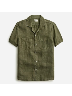 Short-sleeve camp-collar shirt in Irish linen