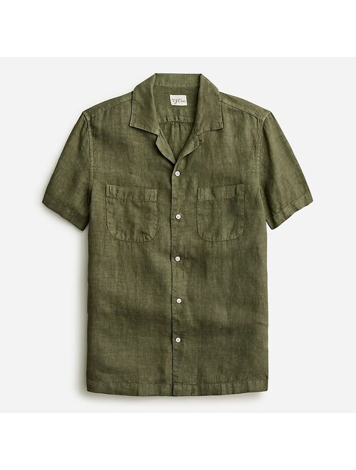J.Crew Short-sleeve camp-collar shirt in Irish linen