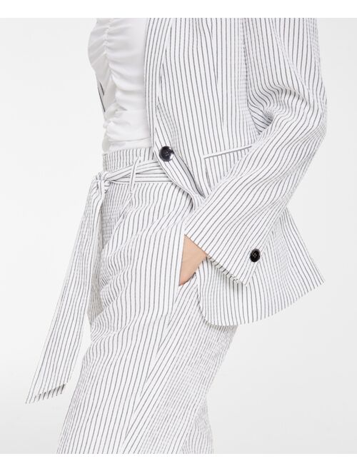 BAR III Women's Pucker-Stripe Tie-Waist Pants, Created for Macy's