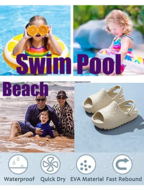 Guwada Toddler Little Kids Slides Sandals, Kid Summer Slip On Slides Sandals, Beach Pool Anti-slip Water Shoes, Indoor Outdoor Lightweight Slippers Sandals for Boys and G