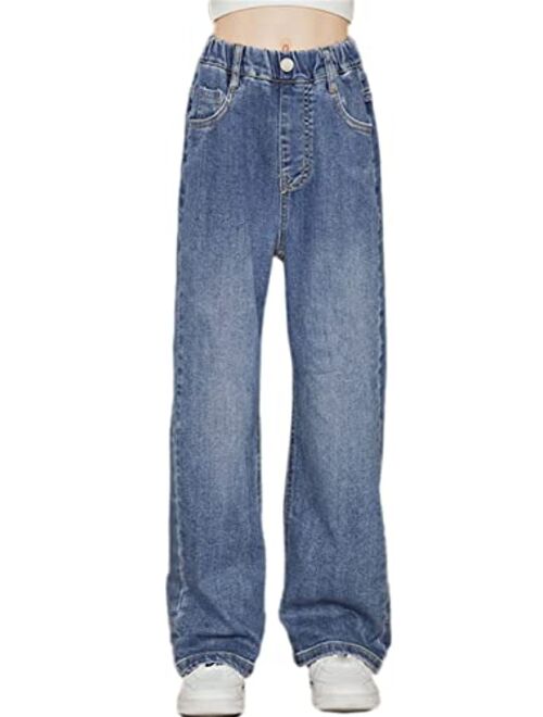 SANGTREE Girls Women's Casual Wide Leg Jeans, 4-14 Years S-XL