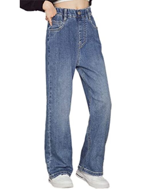 SANGTREE Girls Women's Casual Wide Leg Jeans, 4-14 Years S-XL
