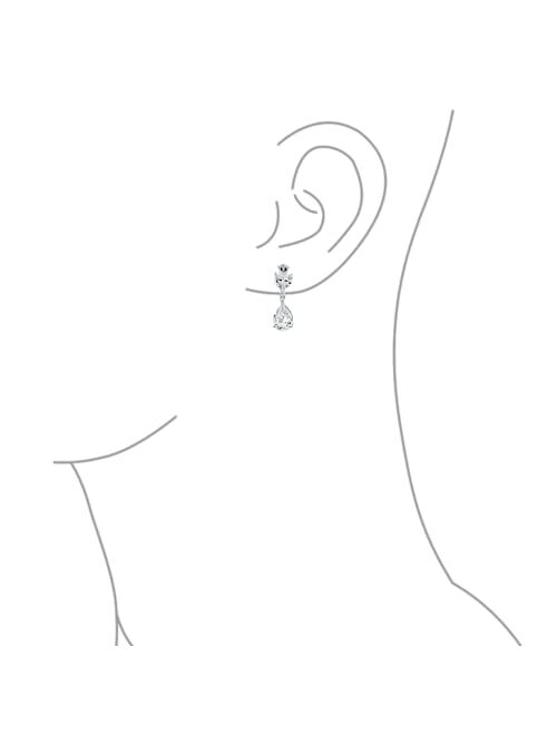 Bling Jewelry Bridal Cubic Zirconia AAA CZ Pear Shape Teardrop Drop Dangle Clip-On Earrings For Women For Prom Silver Plated Brass