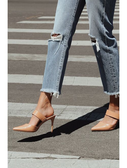 Lulus Faire Tan Pointed-Toe Mules