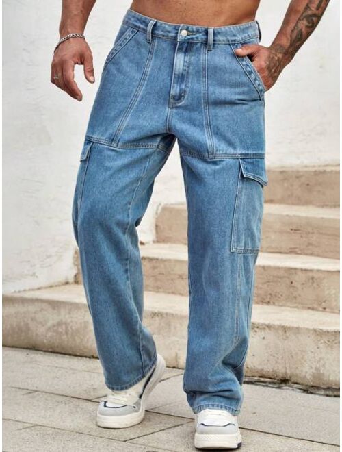 Shein Men Flap Pocket Side Cargo Jeans