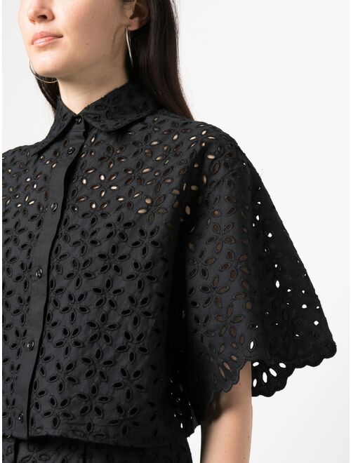 PINKO floral motif perforated shirt