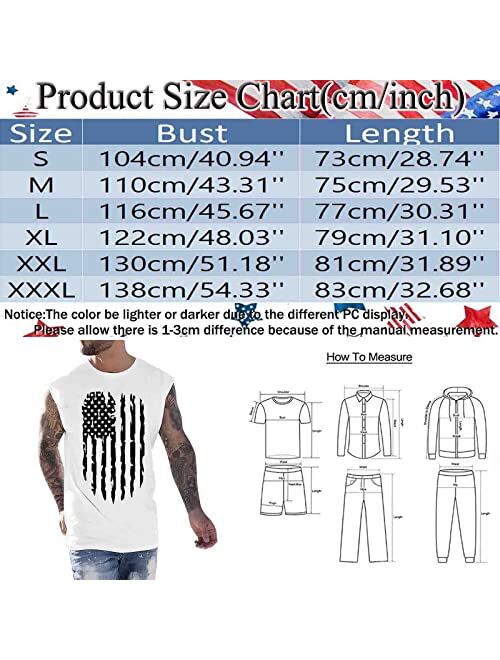 Kaniem Mens Fourth of July Tank American Flag Sleeeveless Top Independence Day Print Tanks Tee Patriotic Tank Tops for Men