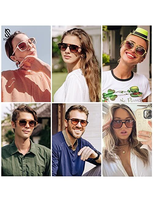 SOJOS Trendy Retro Aviator Sunglasses for Women and Men