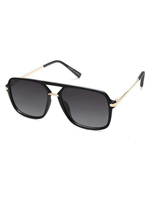 SOJOS Sunglasses for Women & Men, Retro, Polycarbonate Lens, Trendy Aviator, 90s Shades SJ2229