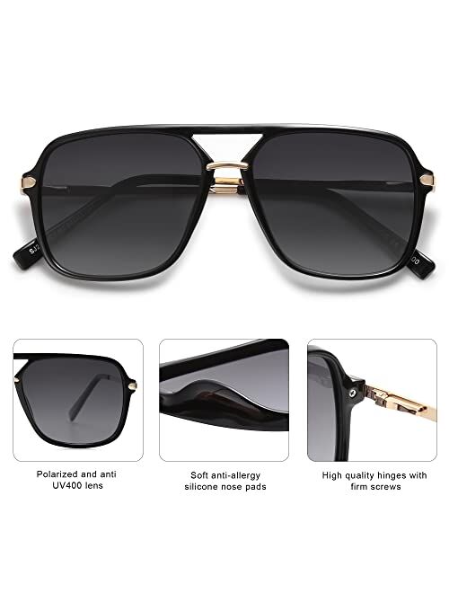 SOJOS Sunglasses for Women & Men, Retro, Polycarbonate Lens, Trendy Aviator, 90s Shades SJ2229