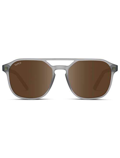 WearMe Pro Polarized Rectangular Sunglasses for Both Men and Women Featuring Unique Double Bridge
