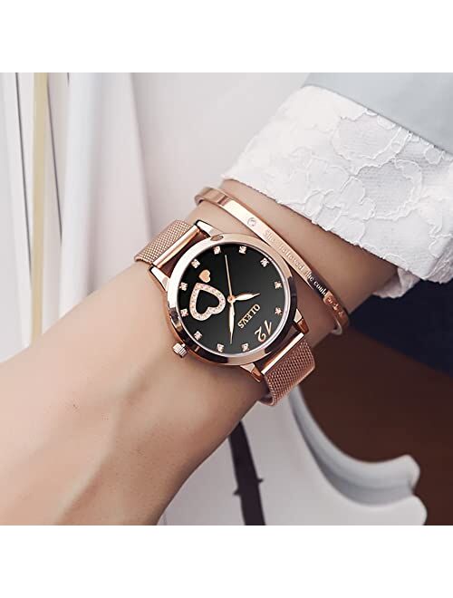 OLEVS Women Watches Rose Gold Stainless Steel Dress Analog Quartz Wrist Watches Minimalist Simple Small Waterproof Ladies Watch Luxury Gifts for Woman