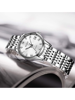 Womens Automatic Watches Self Winding Stainless Steel Mechanical Diamond Ladies Watches Luminous Waterproof Wrist Watch for Women