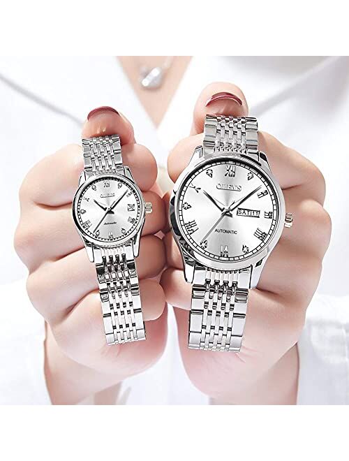 OLEVS Womens Automatic Watches Self Winding Stainless Steel Mechanical Diamond Ladies Watches Luminous Waterproof Wrist Watch for Women