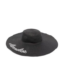 embroidered-logo raffia sun hat