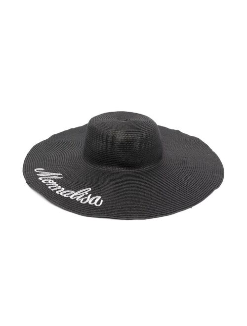 Monnalisa embroidered-logo raffia sun hat