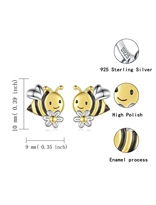 Apotie Sterling Silver Cow Penguins Panda Dog Cat Sloth Earrings Studs S925 Cute Baby Animal Jewelry Gift for Girls Teens