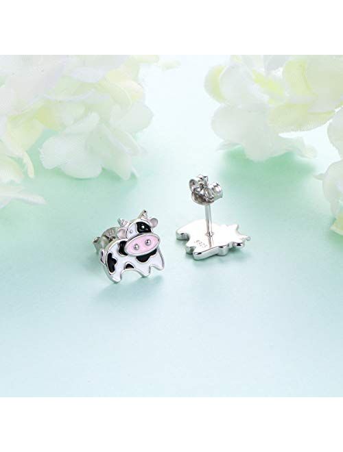Daochong S925 Sterling Silver Cute Animal Stud Earrings for Women Girls