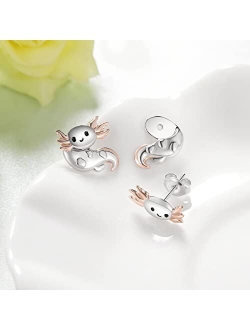 Tyso Axolotl Earrings 925 Sterling Silver Axolotl Stud Earrings Cute Animal Jewelry Gifts for Women Girls Daughter