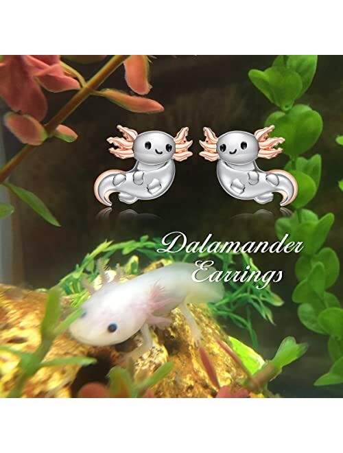 Tyso Axolotl Earrings 925 Sterling Silver Axolotl Stud Earrings Cute Animal Jewelry Gifts for Women Girls Daughter