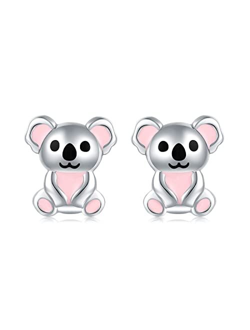 Senpotly 925 Sterling Silver Koala Stud Earrings for Teens Girls Cute Koala Bear Earrings for Women Adorable Animal Earrings Birthday Jewelry Gifts for Daughter