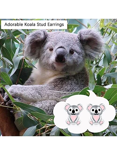 Senpotly 925 Sterling Silver Koala Stud Earrings for Teens Girls Cute Koala Bear Earrings for Women Adorable Animal Earrings Birthday Jewelry Gifts for Daughter