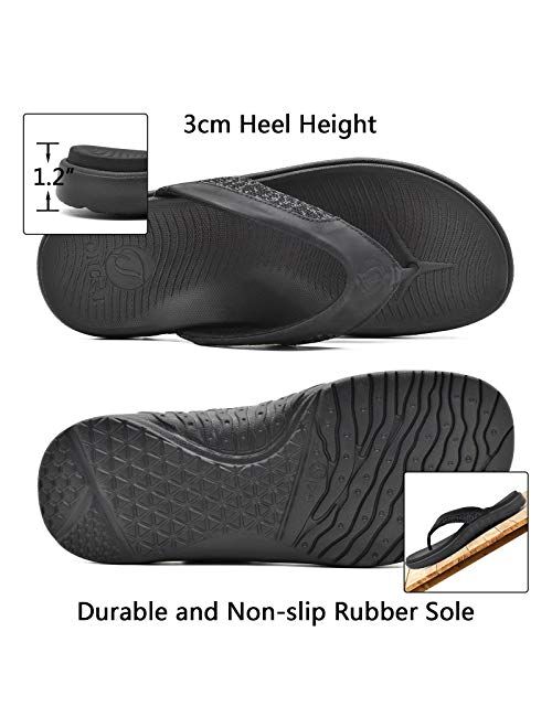 ONCAI Mens Flip Flop Open Toe Athletic Straps Orthotic Summer Plantar Fasciitis Sport Sandals with Soft Cushion Arch Support Size 7.5-15