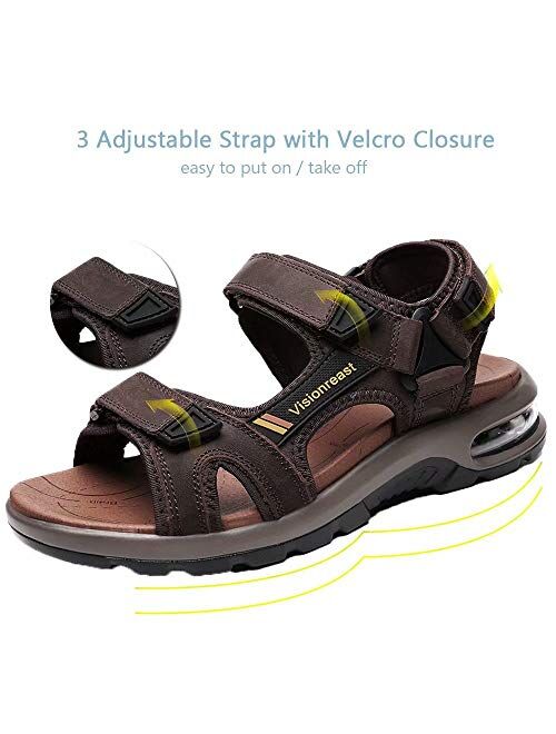 visionreast Mens Athletic Sandals Open Toe Hiking Outdoor Non-slip Sandals Air Cushion Sport Casual Beach Sandals