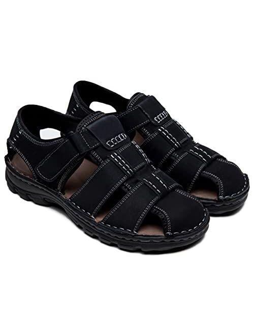 Jousen Men's Sandals Arch Support Casual Genuine Leather Summer Outdoor Beach Fisherman Sandals for Men
