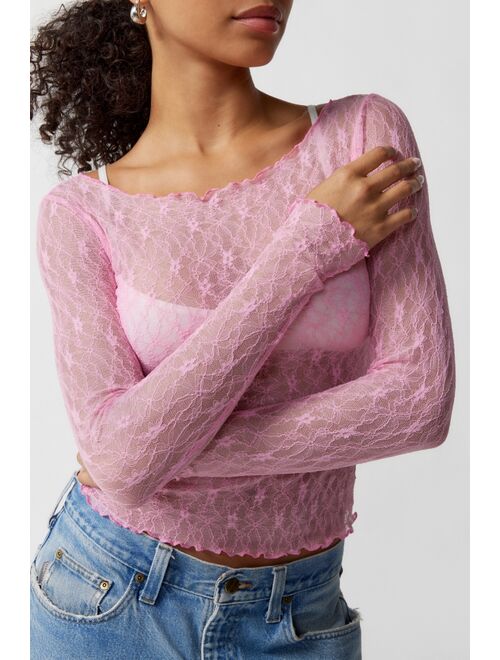 Out From Under Libby Sheer Lace Long Sleeve Top