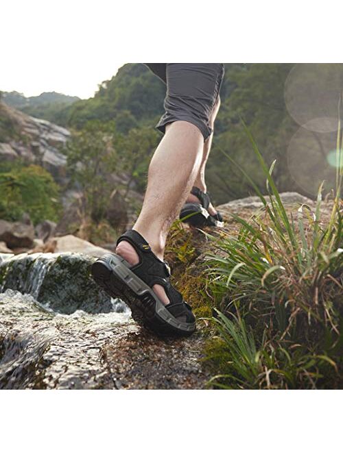 CAMEL CROWN Men's Leather Sandals Hiking Outdoor Water Beach Sports Mens Sandals for Summer with Open Toe Adjustable Straps