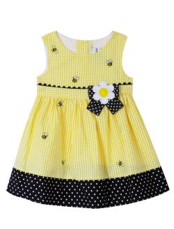 RARE EDITIONS Little Girls Sleeveless Seersucker Bumble Bee Sun Dress