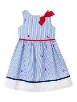 RARE EDITIONS Little Girls Sleeveless Seersucker Nautical Sun Dress