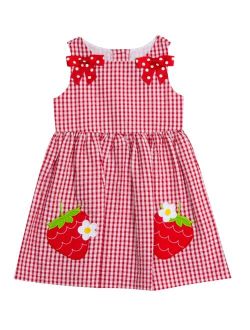 RARE EDITIONS Little Girls Sleeveless Seersucker Strawberry Sun Dress