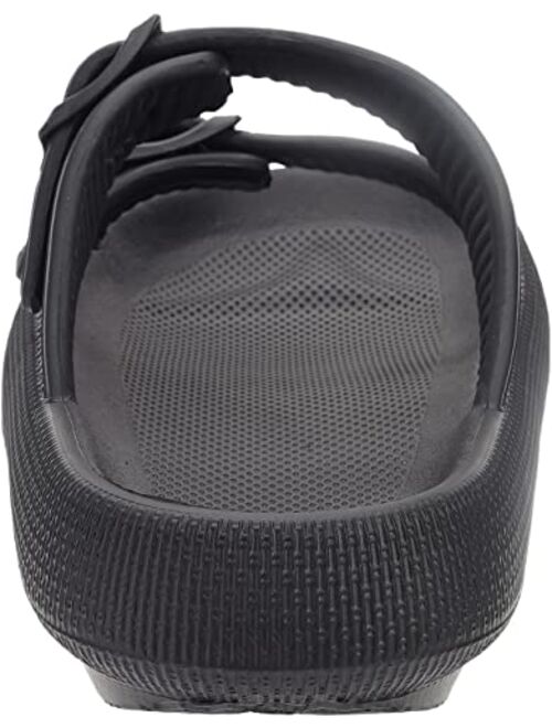 BRONAX Pillow Slippers for Women and Men | Adjustable Double Buckle Shower Slides | Cushioned Thick Sole Sandals