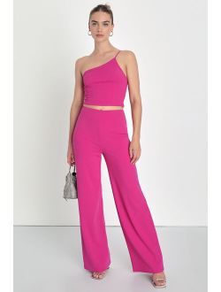 Keeper of My Heart Magenta One-Shoulder Two-Piece Jumpsuit