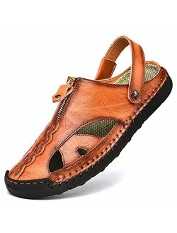 Shaire Men'S Sandals Outdoor Leather Closed Toe Beach Shoes