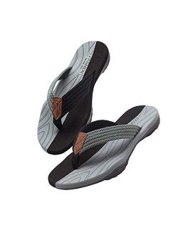 Husmeu Men's Flip Flops Sandal Summer Beach Sandals for Men Non Slip Comfy Arch Support Casual Thong Sandals Sport Flat Slides Shoes