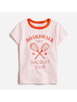 Girls' short-sleeve "racquet club" graphic T-shirt