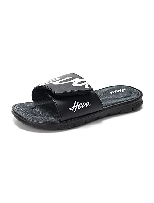 FUNKYMONKEY Memory Foam Sandals for Men, Outdoor Adjustable Comfort Graphic Strap Slide Sandals