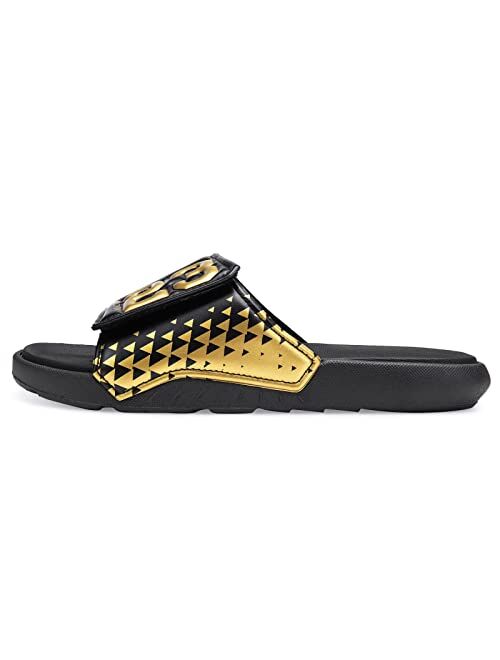 NineCiFun Men's Slides Sandals Sport Adjustable Athletic Basketball Slides For Mens Comfort Bathroom Shower Slippers Non Slip Beach Sandals