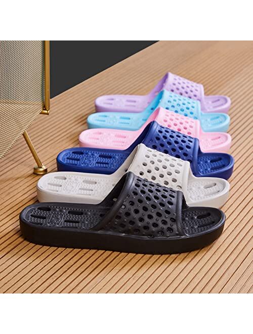 Aoowoll Mens Shower Shoes With Holes Dry Quickly Bath Slippers Womens Non Slip Indoor Home Bedroom Pool Spa Guest College Dorm