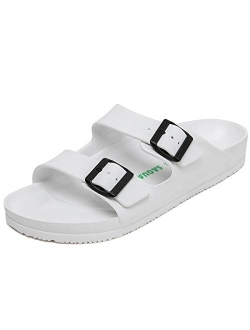 Men's Women's Comfort Slides Double Buckle Sandals Lightweight Adjustable EVA Sandals with Rubble Sole