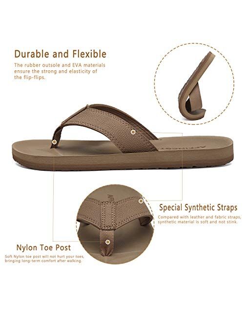 AFFINEST Men's Flip Flops Soft Thong Sandals Beach Slipper Arch Support Summer Slides