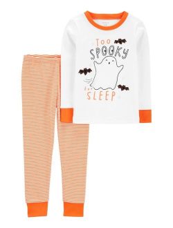 Toddler Boys and Toddler Girls Halloween Ghost 100% Snug Fit Cotton Pajamas, 2 Piece Set