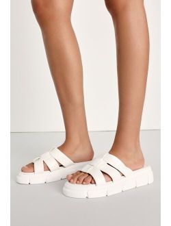 Yarla White Flatform Slide Sandals
