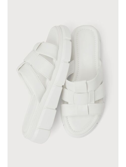 Yarla White Flatform Slide Sandals