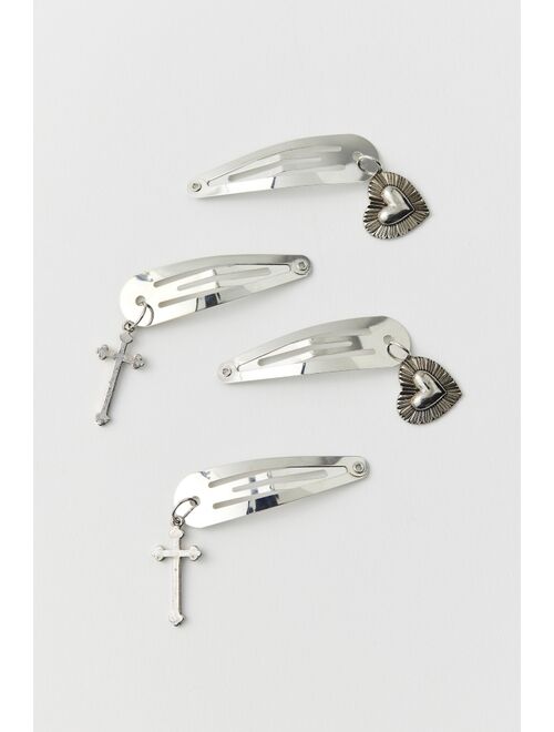 Urban Outfitters Heart Charm Snap Clip Set