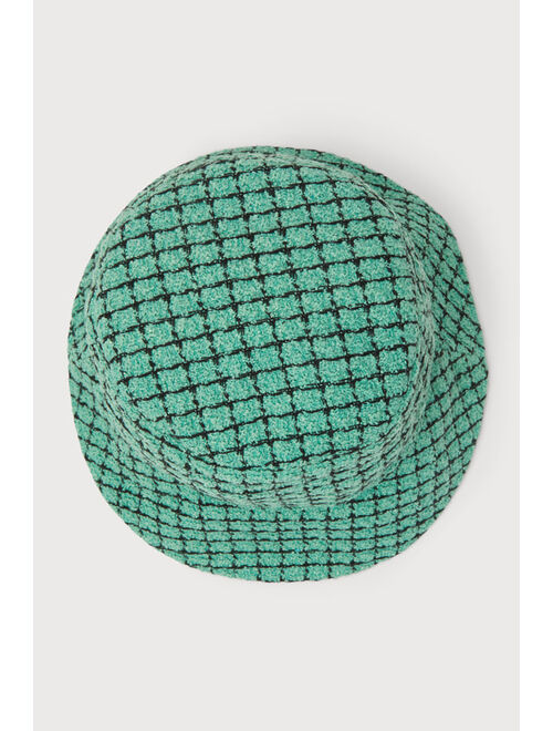 Lulus Posh Trend Mint Green Boucle Plaid Bucket Hat